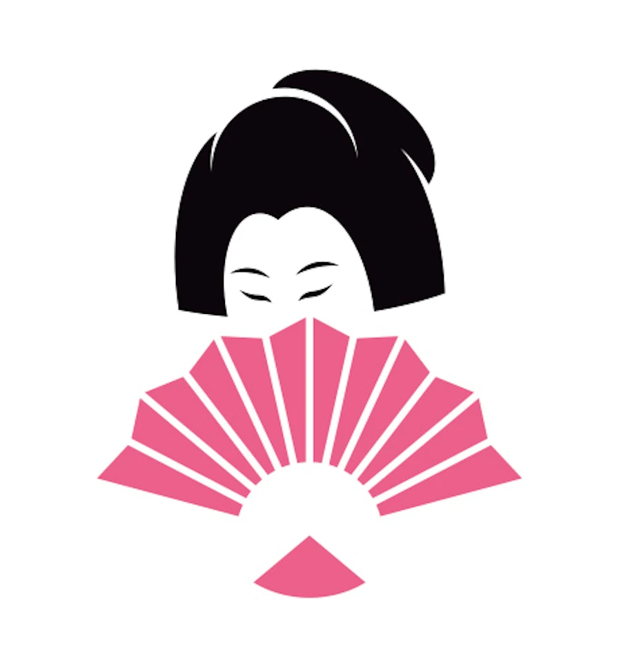 Stylized Japanese woman with a folding fan
